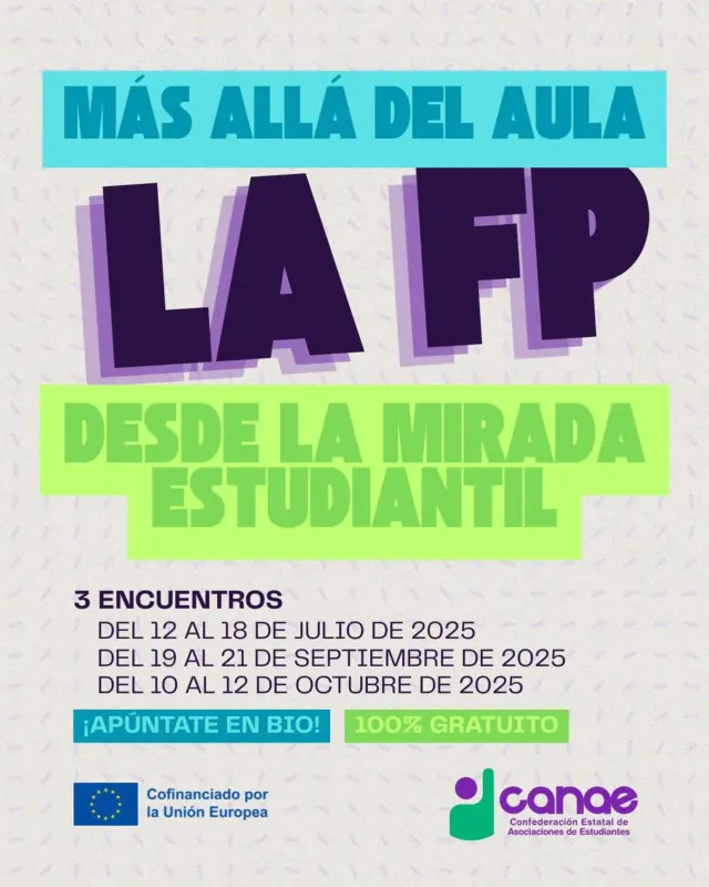 📣 ¡Inscripciones abiertas!
Si eres estudiante de FP y quieres compartir tu experiencia, alzar la voz y construir propuestas para el futuro, ¡este es tu espacio!.

💬 Más allá del aula: La FP desde la mirada estudiantil te espera.

Participa, transforma y hazte escuchar.

#FP #YoSoyFP #FormaciónProfesional #Educación